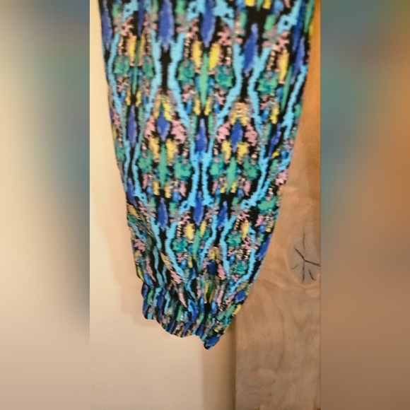 GAIA Boho Abstract Print Harem Style Pants In  Blue/green Multi. Size S/M - Picture 6 of 10